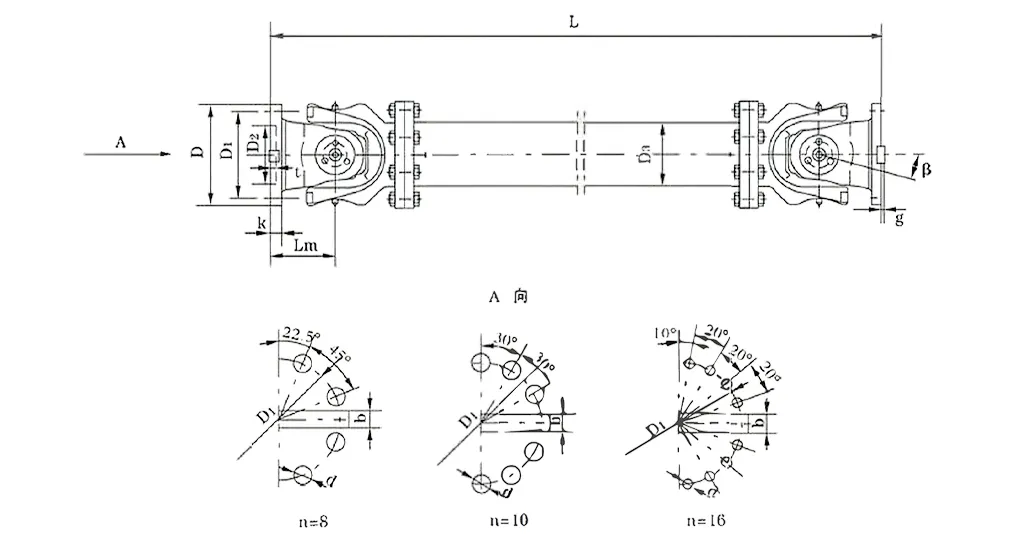 SWC WF Without Flex Flange Type Universal Coupling Dimensions