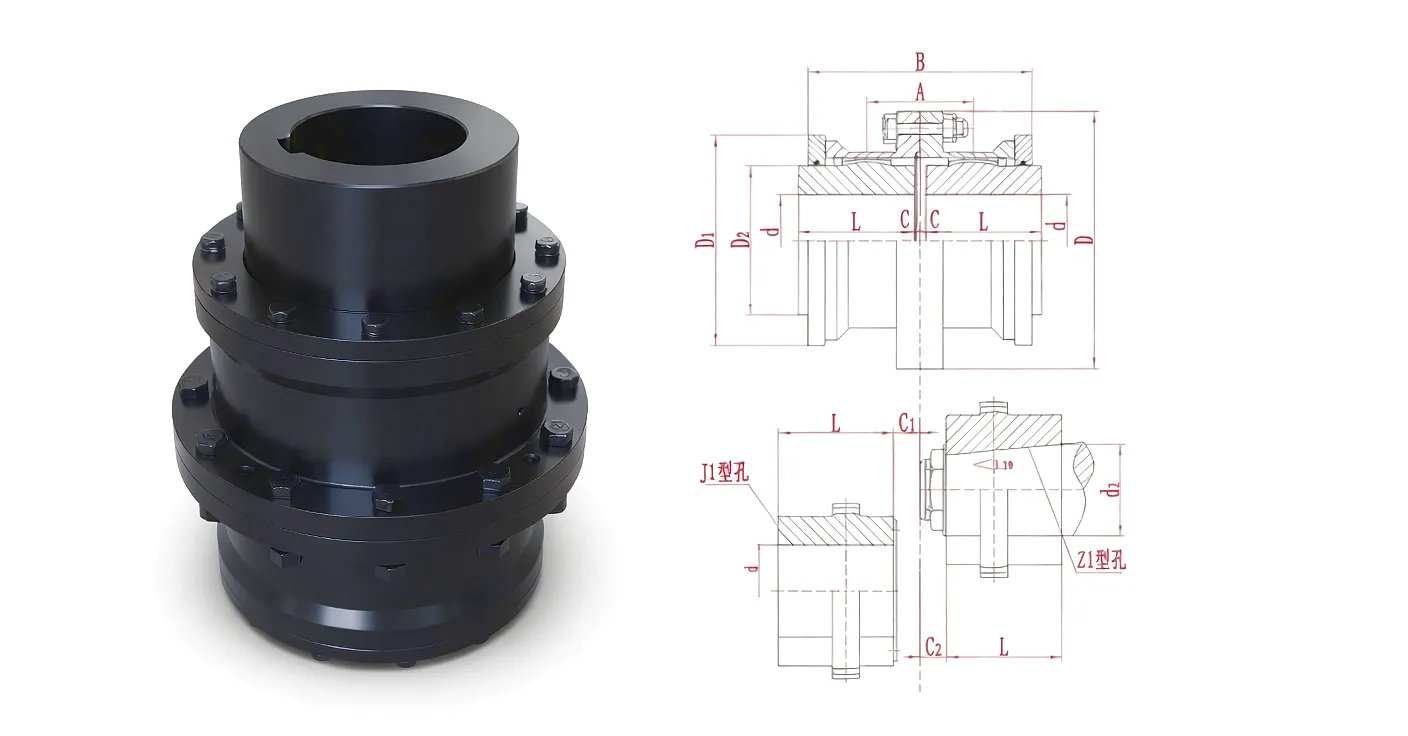 GIICL Series Gear Coupling Technical Drawing and Dimensions Diagram