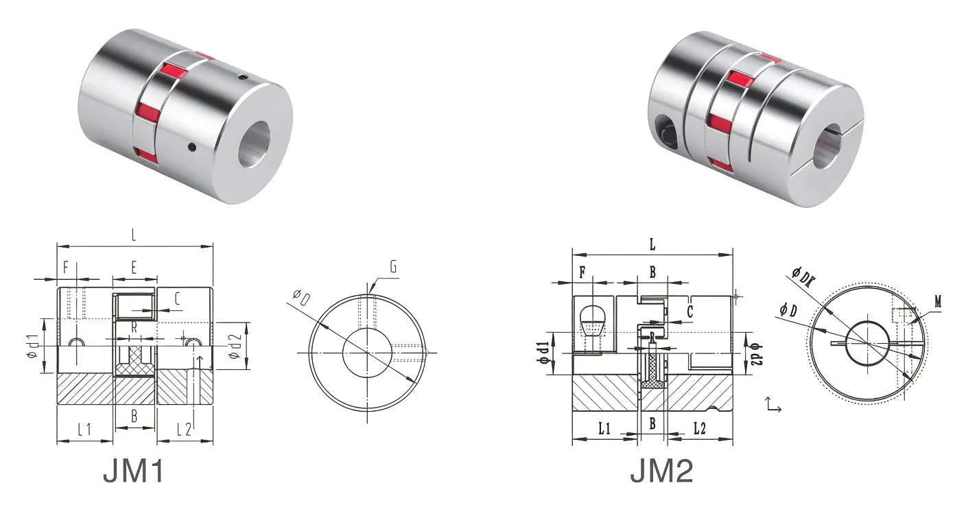 Jaw Flexible Coupling Technical Drawing and Specifications