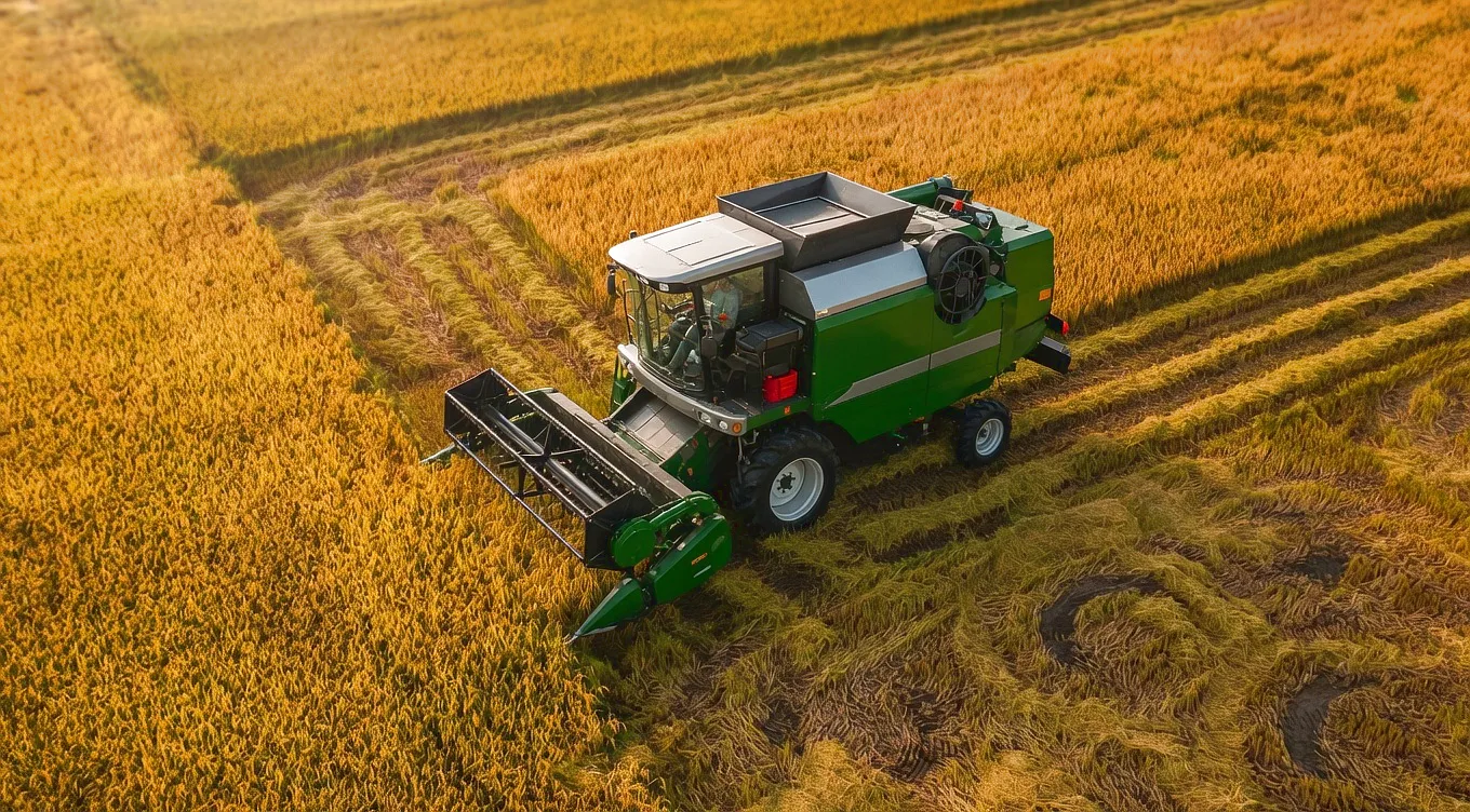 Straw returning machine in field operation UK agricultural